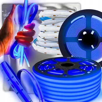 LED osvětlení LED Neon COB pásek 24V 10W/m 320 diod MODRÝ 8mm NEONOVÁ LINKA 5M