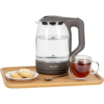 Rychlovarná konvice RYCHLOVARNÁ KONVICE MARADO BEZDRÁTOVÁ MA-0806 SKLENĚNÁ 2L 1500W BÉŽOVÁ