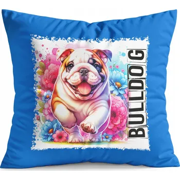 Polštář POLŠTÁŘ MODRÝ DÁREK - PES, PES, PLEMENO, BULDOČEK