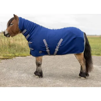 Deka pro koně Odpocovací deka QHP Shetty - s krkem a křížovým zapínáním, modrá, 65 cm