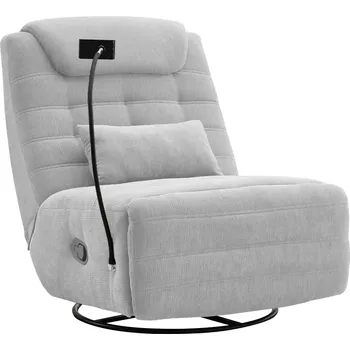 Obývací pokoj Luxusní otočné křeslo, houpací, světle šedá, UMRBO