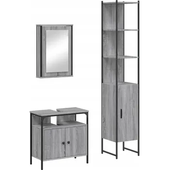 Koupelnový nábytek 3dílná sada koupelnového nábytku, šedý dub sonoma Lumarko!