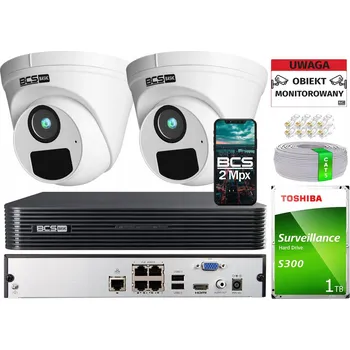 IP kamera IP Monitorovací Set pro Dům se 2 Kamerami BCS 2MP Rekordér 4 Kanály Disk 1TB