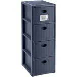 Úložný plastový regál Elegance Slim, 4 zásuvky, modrý