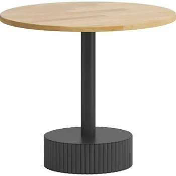 Konferenční stolek Moderní konferenční stolek kulatý s rýhovanou podstavou, dubová deska, průměr 60 cm