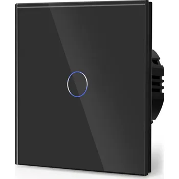 vypínač DOTYKOVÝ SKLENĚNÝ VYPÍNAČ SVĚTLA S KRABIČKOU, JEDNODUCHÝ, ČERNÝ