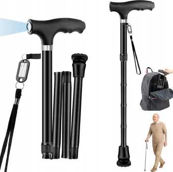 Příslušenství pro čtečku elektronické knihy Invalidní hůl s měkkou rukojetí pro seniory, skládací s LED svítilnou