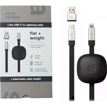 Datový kabel Kabel Atom USB - Apple Lightning 1,8 m černý