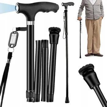 Zabezpečení domácnosti SKLÁDACÍ INVALIDNÍ HŮL S LED SVÍTILNOU (6 LED) HLINÍKOVÁ OPĚRA LEHKÁ A PEVNÁ