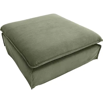 Taburet Moderní designová čtvercová taburetka Heaven s odnímatelným zeleným manšestrovým potahem 100 cm