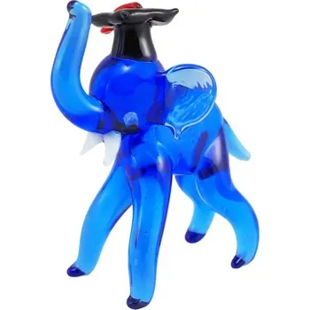 Gadget Skleněný slon od českých sklářů - modrý, Barva střapce 400 - červená, Nápis slovensky