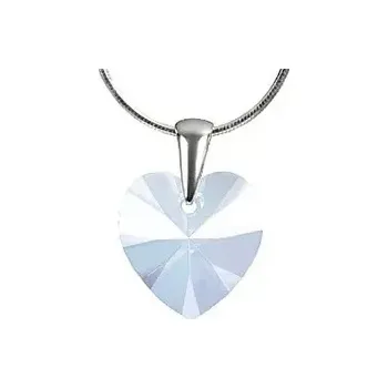 Náhrdelník Swarovski Elements Heart krystal 18mm - Stříbrný náhrdelník (přívěsek + řetízek) bílé srdce, srdíčko 32071.1 White Opal (bílá mléčná, vintage)