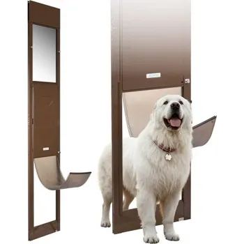 Dvířka pro psy VEVOR pro posuvné skleněné dveře, nastavitelná výška 1927 mm až 2040 mm, rám z hliníkové slitiny s kovovými otočnými panty, provedení se zámkem, klapka 346 x 600 mm, posuvná skleněná dvířka pro domácí mazlíčky s možností nájmu