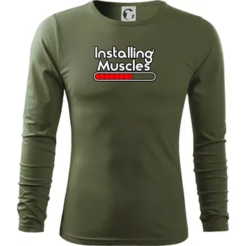 Pánská móda Installing Muscles - Triko s dlouhým rukávem FIT-T long sleeve - S ( Khaki )