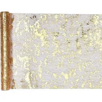 ubrus BĚHOUN ZLATÝ organza UBRUS na stůl LESKLÝ 5m