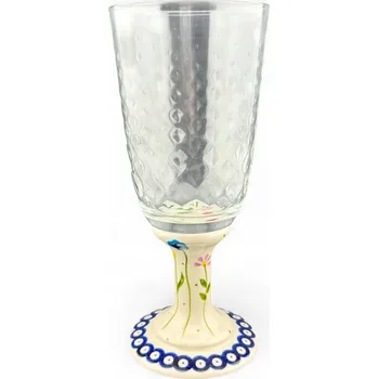 Kalich na keramické stopce 350 ml Květiny kvítky 251 Bolesławiec