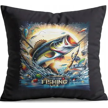 Polštář POLŠTÁŘ ČERNÝ DÁREK – RYBÁŘSKÉ VZORY RYBÁŘSKÝ PRUT FANATIK RYBA