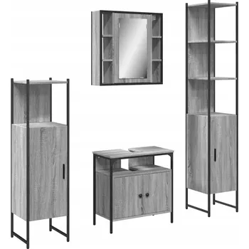 Koupelnový nábytek 4dílná sada koupelnových skříněk, šedý dub sonoma