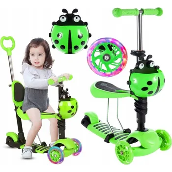 Dětské vozidlo Balanční koloběžka 5v1 beruška odrážedlo tříkolová LED