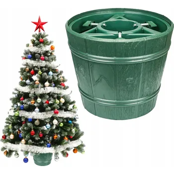 Stojánek na vánoční stromek Stojan na vánoční stromek Ø34,5 cm Zelený 20L plast imitace dřeva