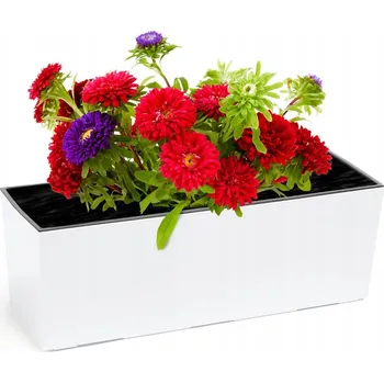 Květináč Balkonový truhlík Lamela bílá plast 19x56 cm