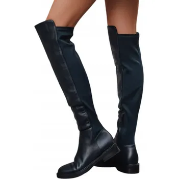 Dámská obuv Dámské kožené kozačky tmavě modré ZY1281 - 39