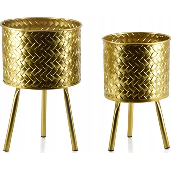 Květináč Obal na květináč 20 cm kovový žlutý