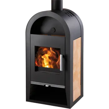 Krbová kamna NIVALA s výměníkem, černá, béžová dlažba