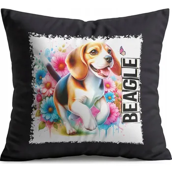 Polštář POLŠTÁŘ ČERNÝ DÁREK – PES, PES, PLEMENO BÍGLŮ