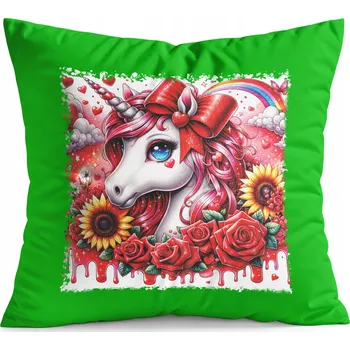 Polštář POLŠTÁŘ ZELENÝ DÁREK – JEDNOROŽEC UNICORN KŮŇ