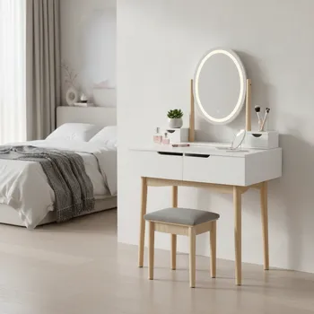 Toaletní stolek ArtJum Toaletní stolek WERRY s oválným LED zrcadlem