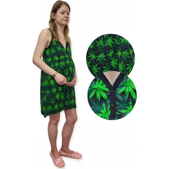 Dámské noční prádlo Těhotenská KOŠILE na kojení BAVLNA 100% na ramínka velikost S LISTY