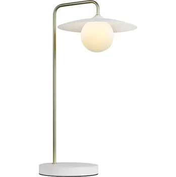 Lampička ACA Lighting stolní lampa FLERIA 1xG9 bílá základna a zlatá stojna s akrylovým stínítkem HM235T1