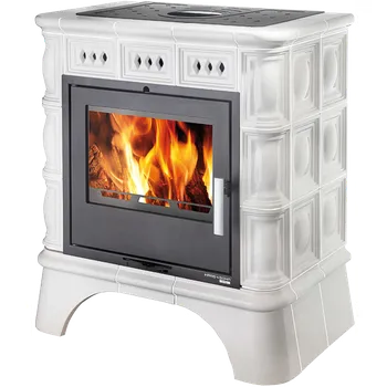 Krbová kamna MATERA, černá, kachlový sokl+kachlový obklad slonová kost