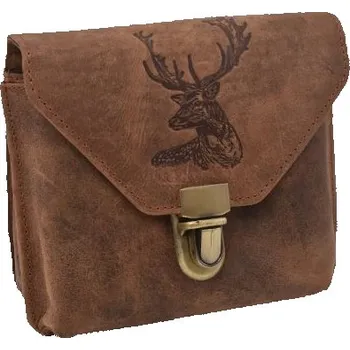 E-myslivost Kožená taška HUNTER na opasek - motiv jelen hlava II