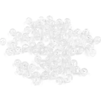 Dětské navlékací korálky Plastové korálky kraklované Ø6 mm, malé, 1 (1) transparent