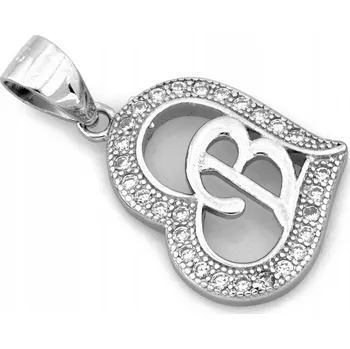 Přívěsek Stříbrný přívěsek 925 srdce se zirkony a písmenem B na řetízek dárek