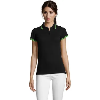 Dámské tričko PASADENA dámské polo 200g Pasadena Women - Black / LimeM