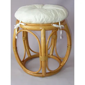 Nábytek Axin Trading Ratanová taburetka široká medová s polstrem Polstr: Oranžový melír