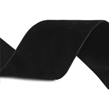 Stuha Semišová stuha velvet oboustranná šíře 40 mm, střední, 19 černá