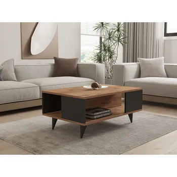 Konferenční stolek Yuka konferenční stolek s policí, ořech / černá