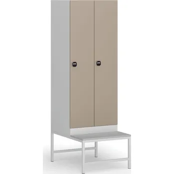 Nábytek B2B Partner Šatní skříňka S1 s lavičkou, 2 oddíly, 1875 x 600 x 500/800 mm, RFID zámek, béžové dveře