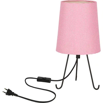 Lampička Smally stolní lampa černá 1x40 E14 stínidlo růžové