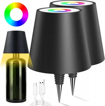 Lampička 2x LAMPA NOČNÍ STOŁOWA NA VÍNO KOREK LÁHEV RGB DOTYKOVÁ DEKORATIVNÍ LAMPA