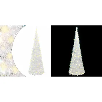 Vánoční stromek Bílá umělá vánoční stromek typu pop-up, 100 LED, 150 cm