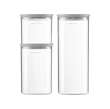 Dóza na potraviny Sada 3 kulatých dóz Tosca, transparetní/šedé