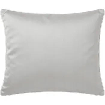 Povlečení POVLEČENÍ NA POLŠTÁŘ BAVLNA SATÉN QUEEN ŠEDÉ S BÍLÝM OZDOBNÝM LEMEM 50x70 cm