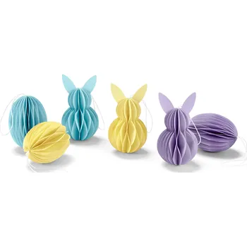 Velikonoční dekorace 678035 - Tchibo - Papírové velikonoční přívěsky - barva: modrá