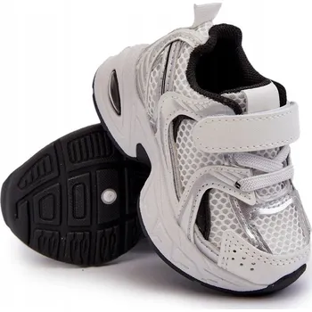 Dívčí tenisky SPORTOVNÍ BOTY DĚTSKÉ TENISKY POHODLNÉ, ZAPÍNÁNÍ NA NA SUCHÝ ZIP BÍLO-ČERNÉ 19