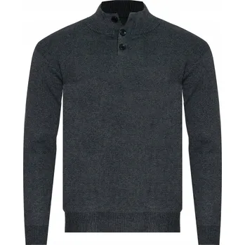 Pánský svetr PÁNSKÝ SVETR ROLÁK - S8212 TMAVĚ ŠEDÝ bavlněný klasický elegantní